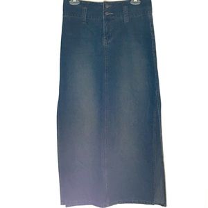 Trendy Denim High Waist Jeans Maxi Skirt High Slits Sz 9